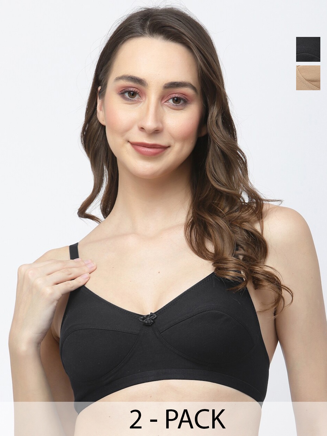 

College Girl Pack Of 2 Full Coverage Bra, Brown