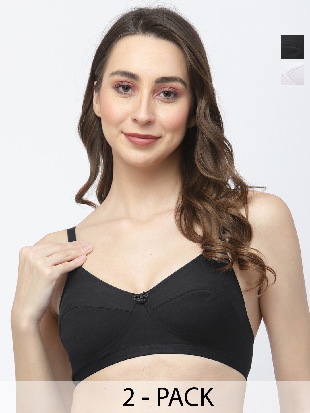 

College Girl Pack Of 2 Full Coverage T-shirt Bras With All Day Comfort, Black