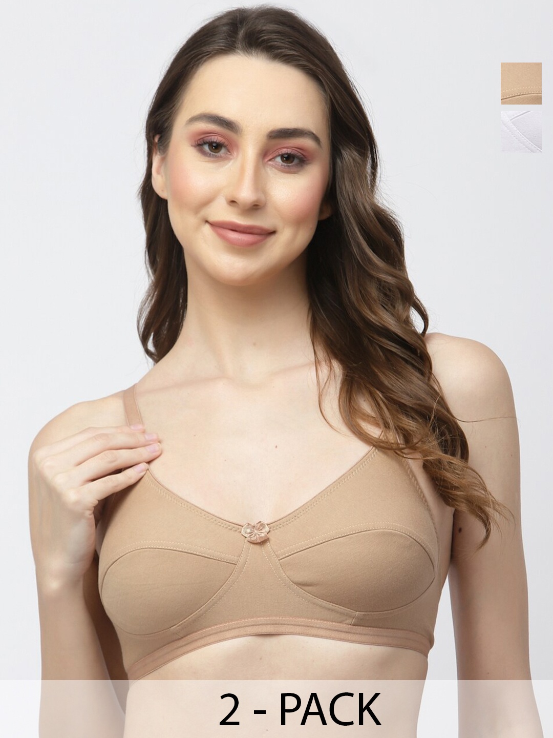 

College Girl Pack Of 2 Full Coverage All Day Comfort T-shirt Bras, Brown