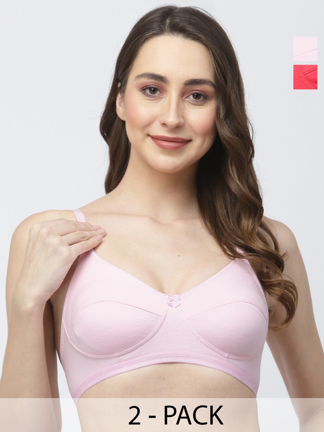 

College Girl Pack Of 2 Full Coverage Bra, Pink