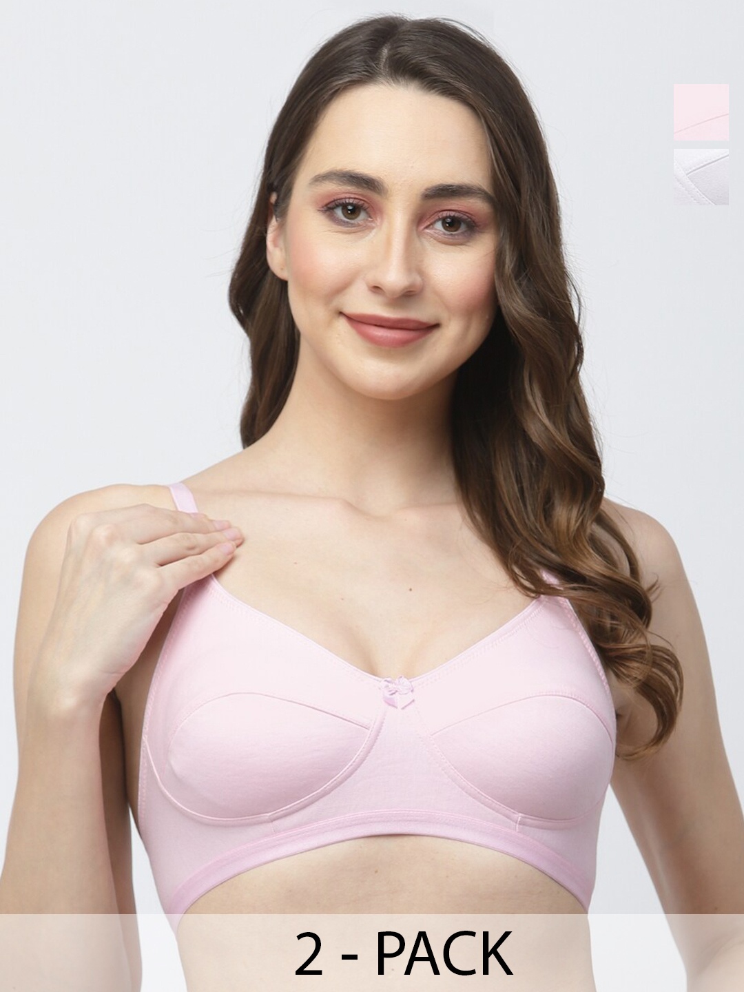 

College Girl Pack Of 2 Full Coverage Cotton Everyday Bra With All Day Comfort, Pink