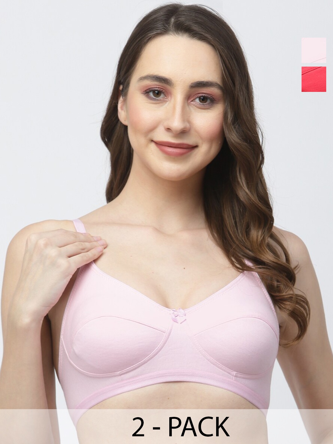 

College Girl Pack Of 2 Full Coverage Bra, Pink