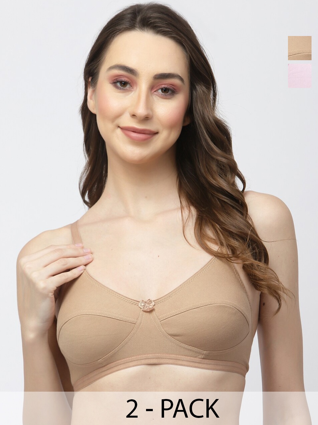 

College Girl Pack Of 2 Full Coverage Cotton Everyday Bra With All Day Comfort, Pink