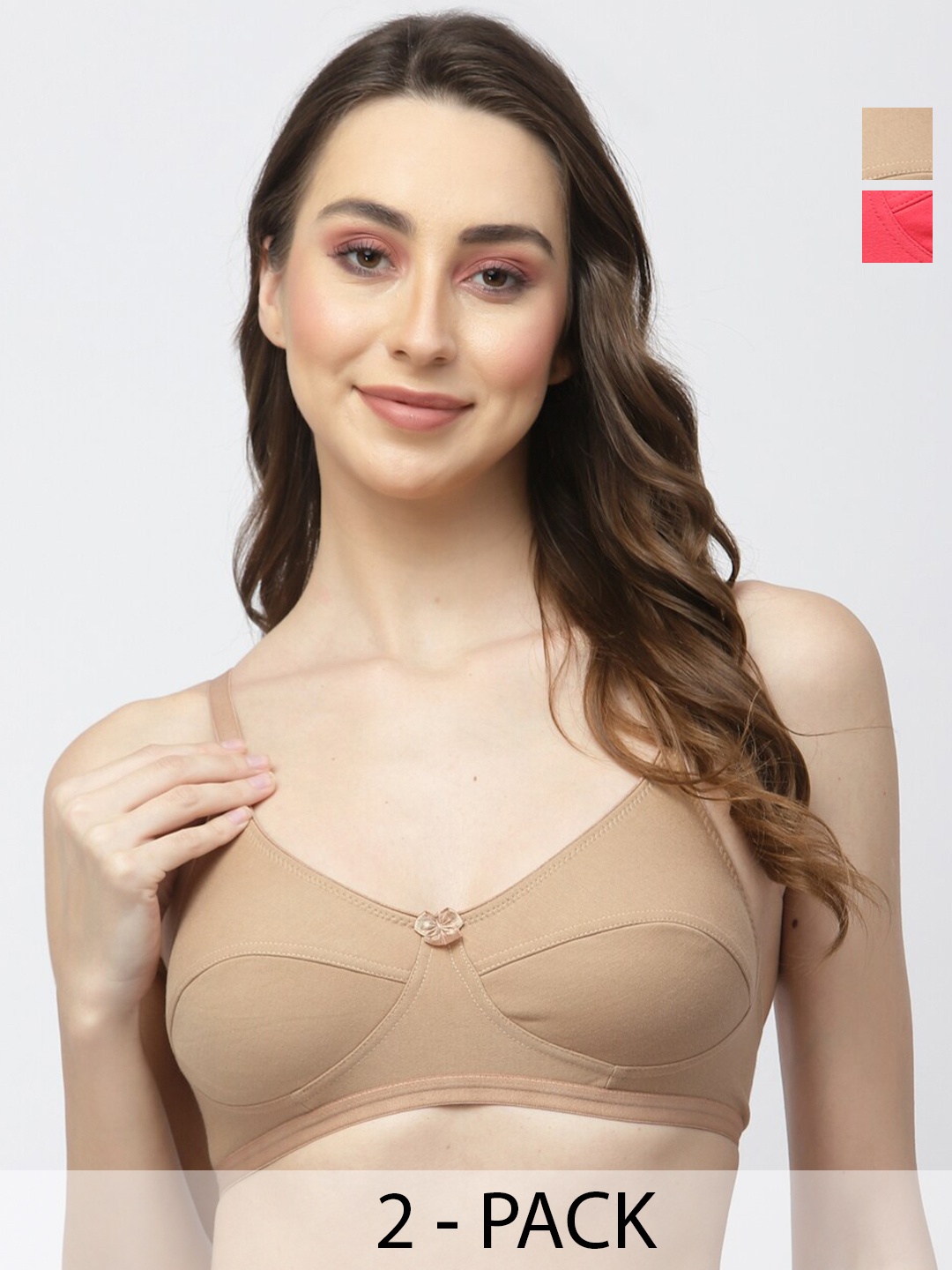 

College Girl Pack Of 2 Full Coverage Bra, Brown