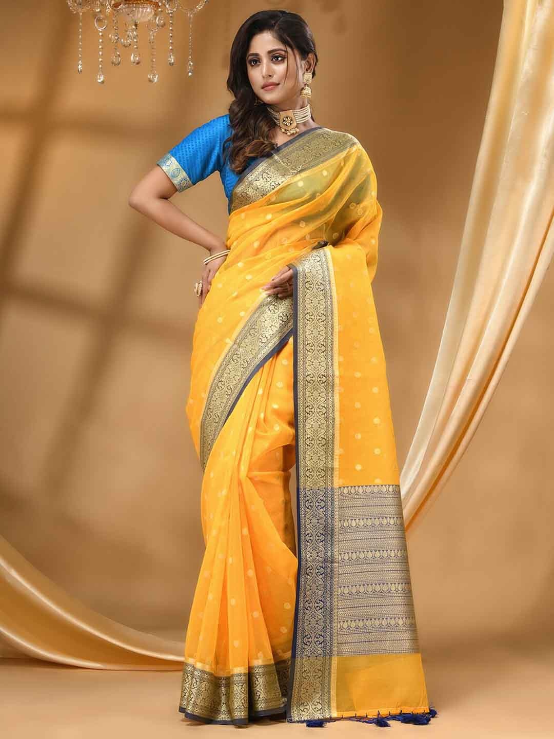 

HOUSE OF BEGUM Ethnic Motifs Woven Design Zari Banarasi Saree, Yellow