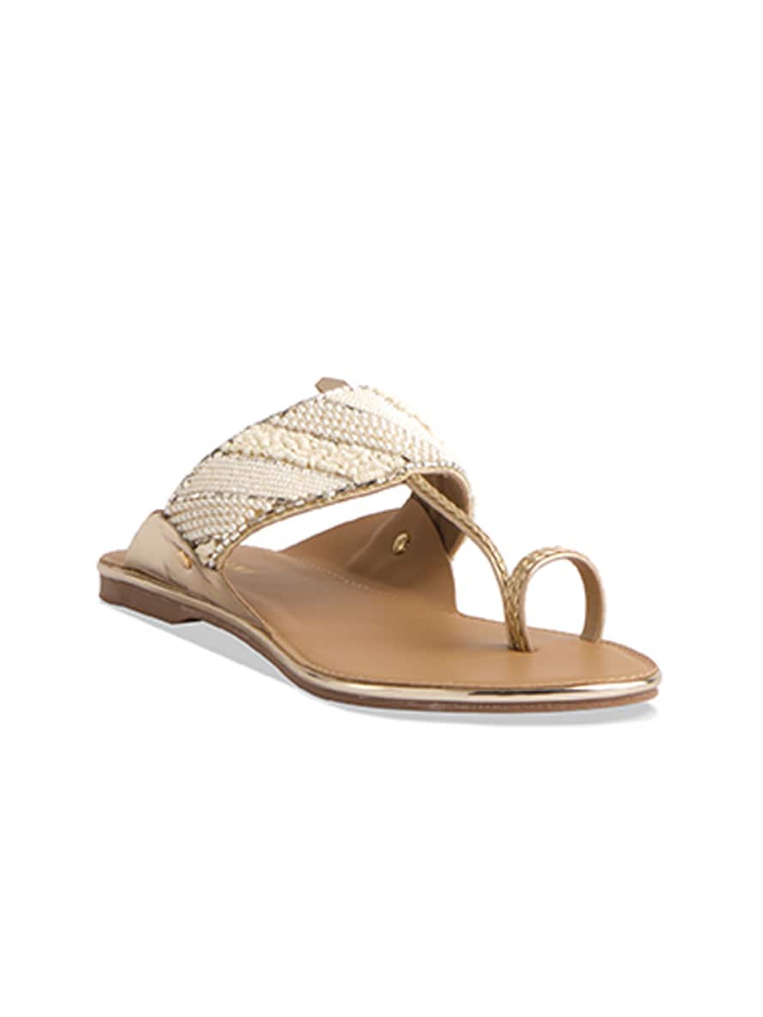 

ERIDANI Embellished One Toe Flats, Gold