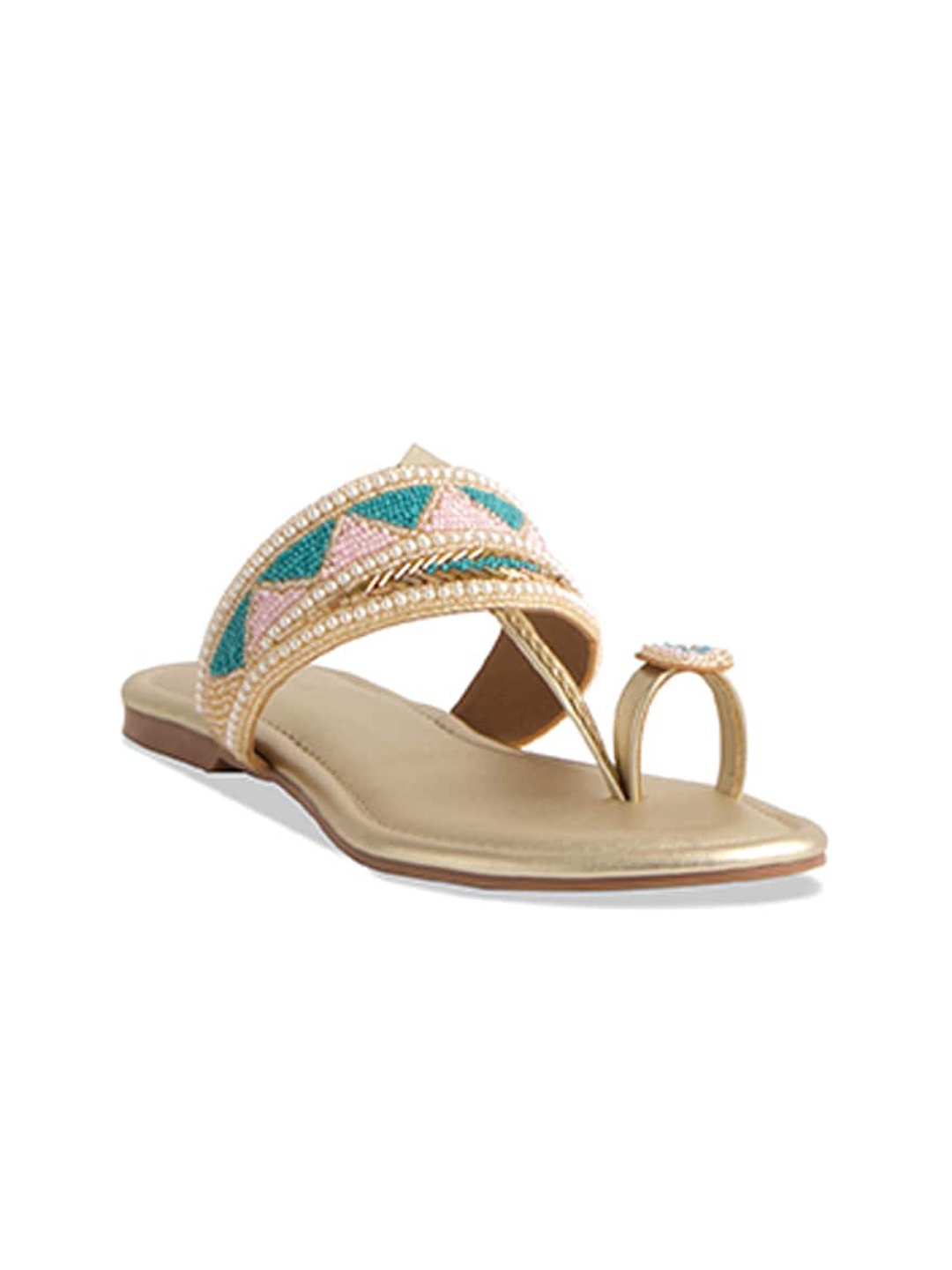 

ERIDANI Embellished One Toe Flats, Gold