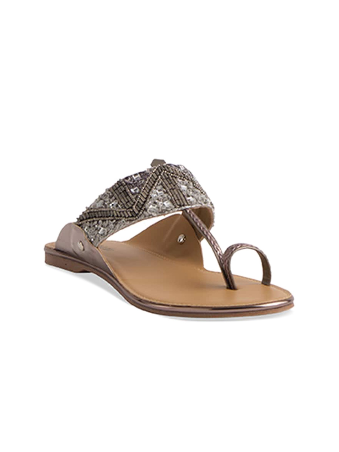 

ERIDANI Embellished One Toe Flats, Grey