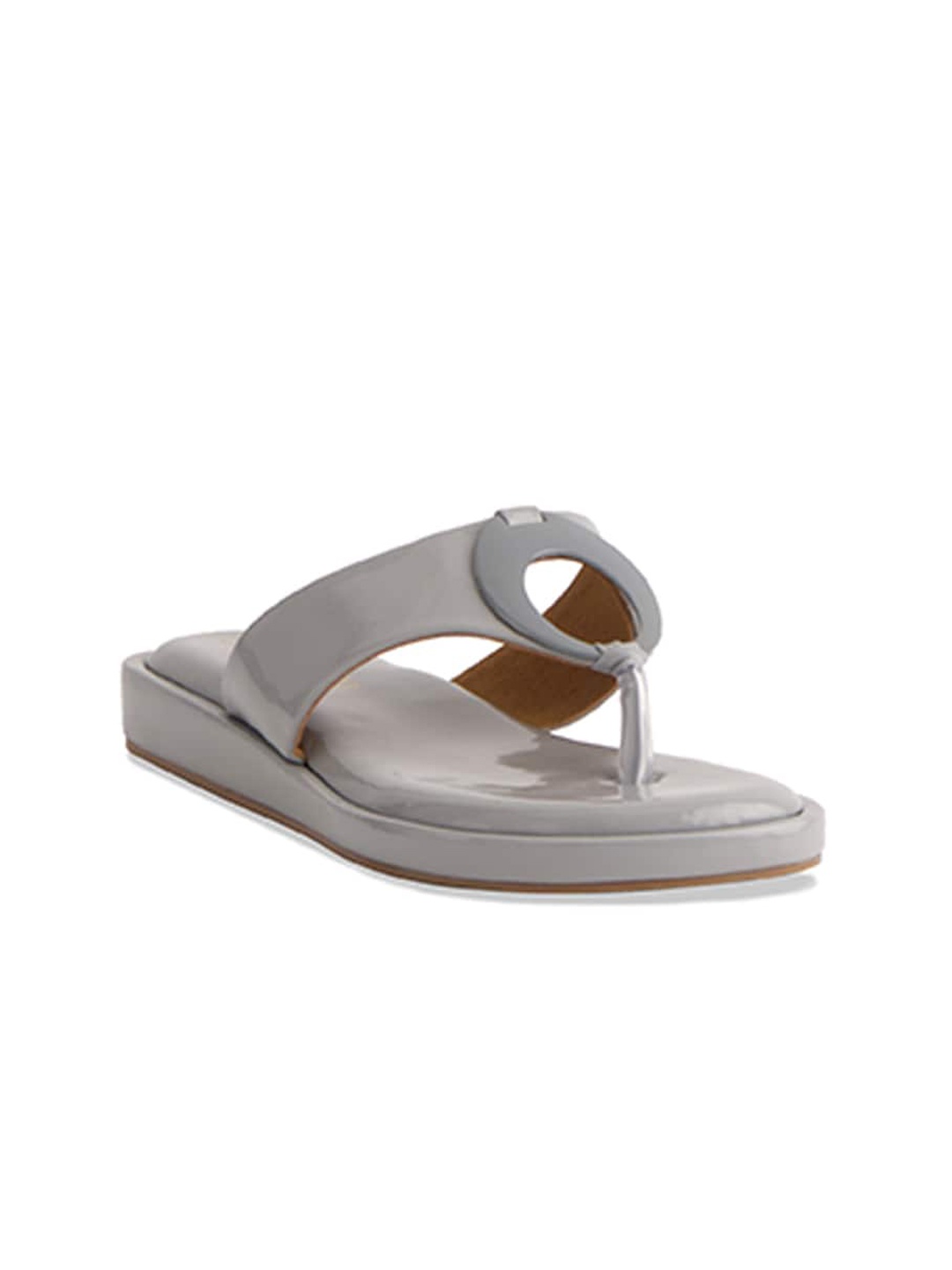 

ERIDANI Open Toe T-Strap Flats, Grey