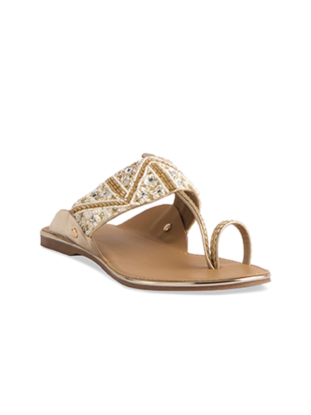 ERIDANI Embellished One Toe Flats, Gold