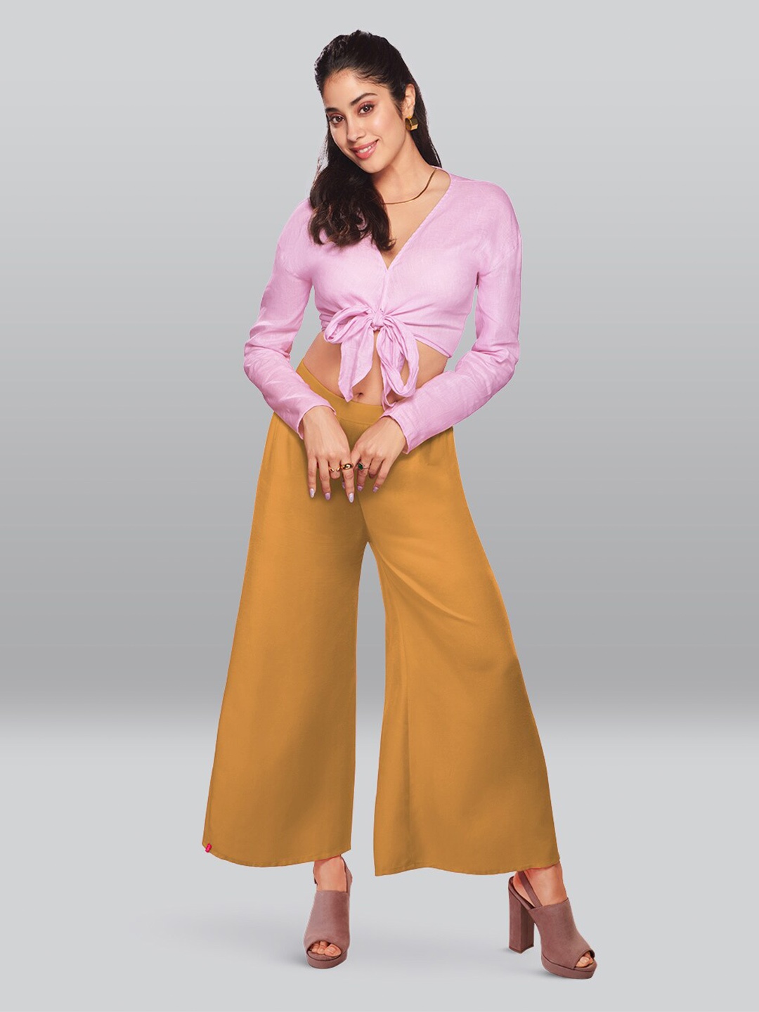 

LYRA Wide Leg Cotton Palazzo, Gold