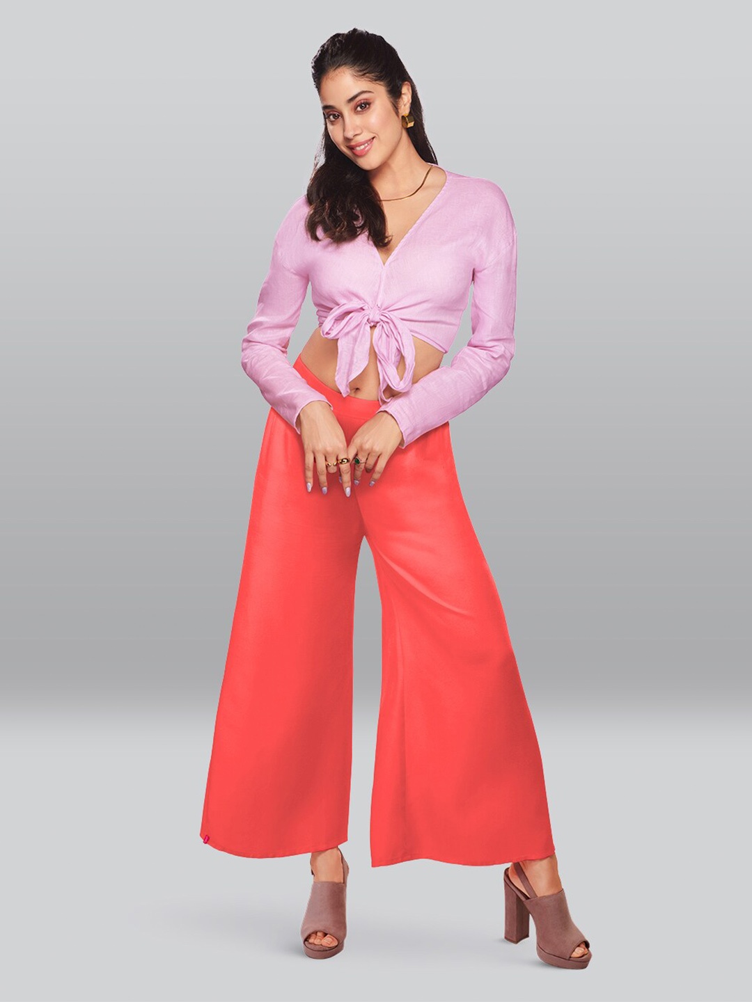 

LYRA Mid-Rise Wide Leg Palazzo, Pink