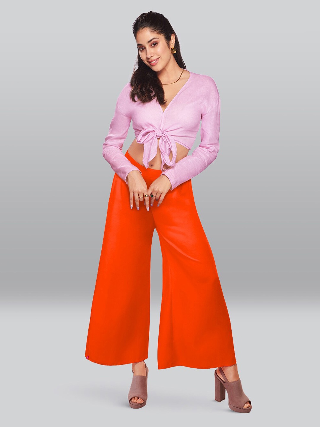 

LYRA Mid-Rise Wide Leg Palazzo, Orange