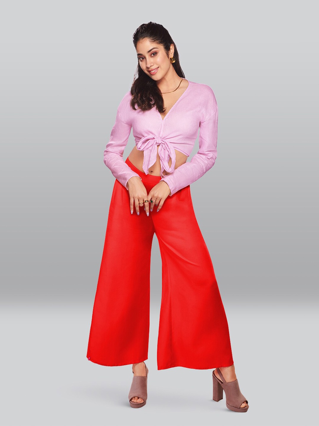 

LYRA Mid-Rise Wide Leg Palazzo, Red