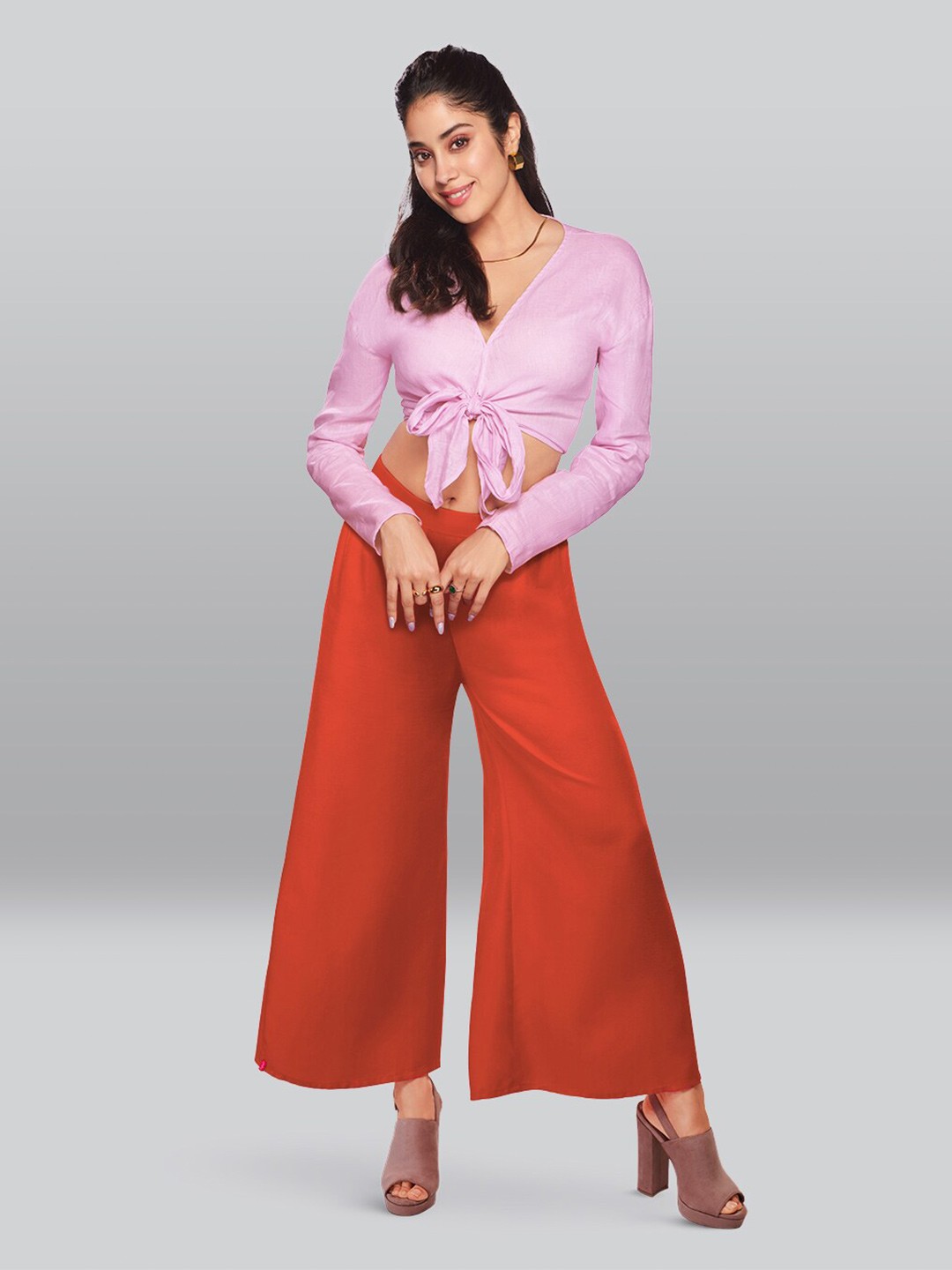 

LYRA Women Wide Leg Palazzos, Red