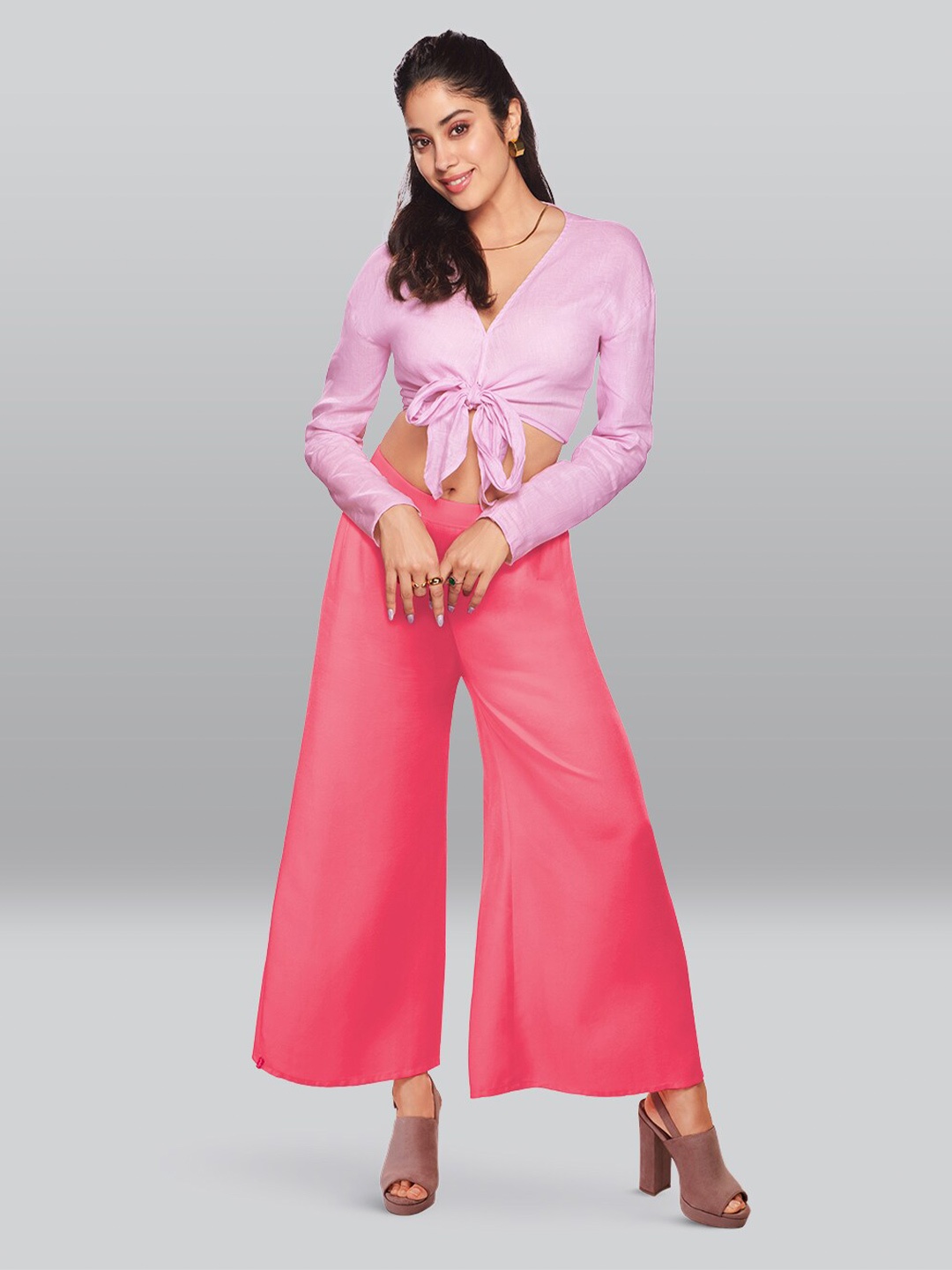 

LYRA Women Wide Leg Palazzos, Pink