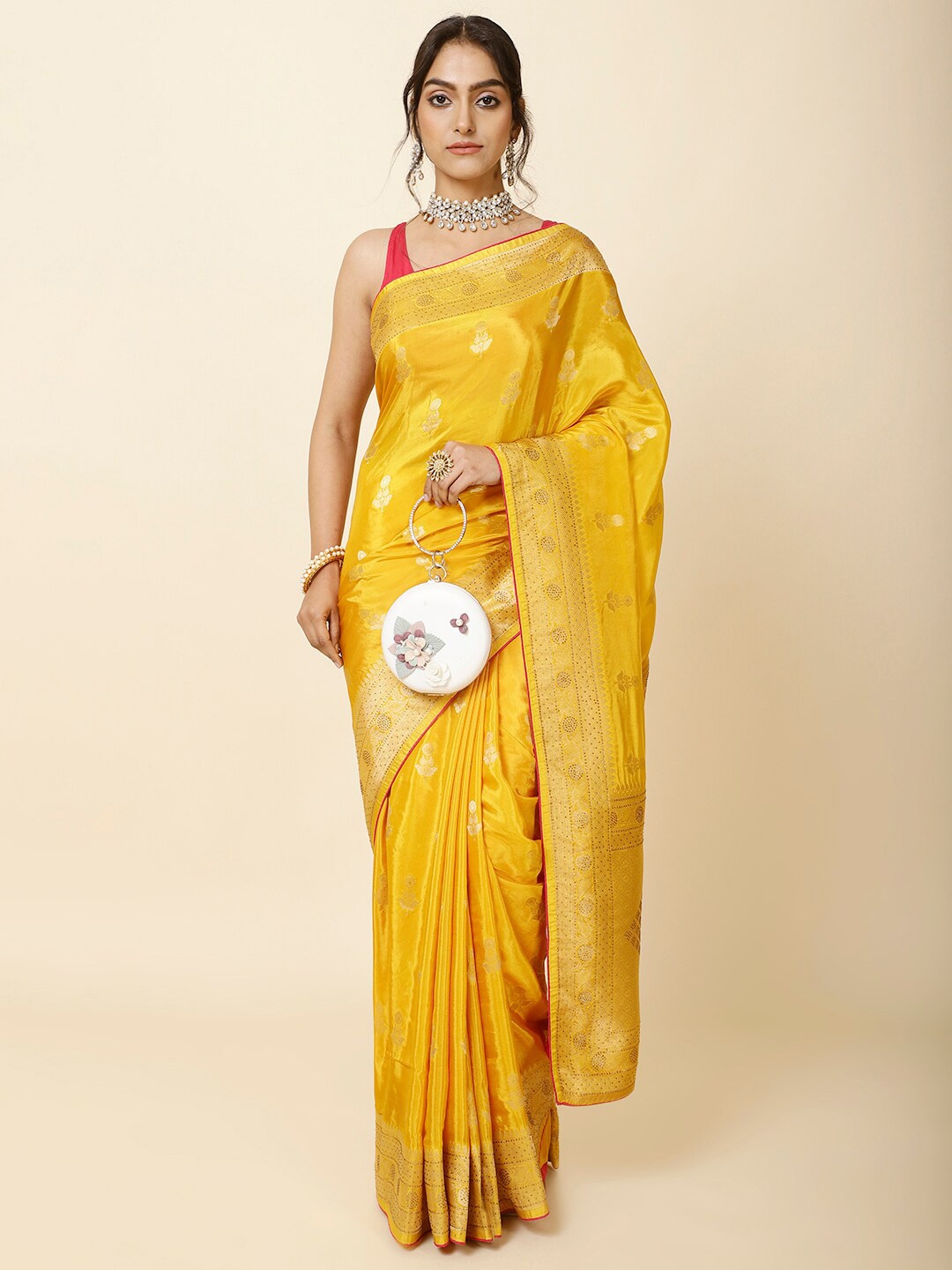 

Meena Bazaar Ethnic Woven Design Saree, Yellow