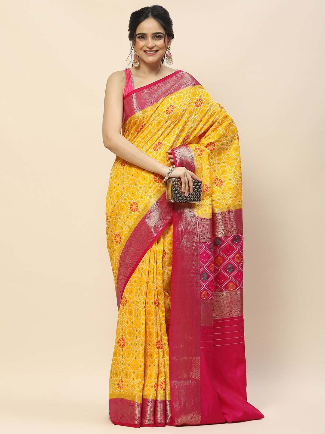 

Meena Bazaar Ethnic Woven Design Zari Art Silk Saree, Mustard