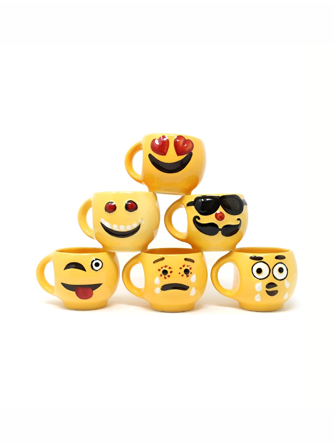 

The Earth Store Yellow 6 Pcs Microwave Safe Glossy Finish Ceramic Cups 200 ml Each