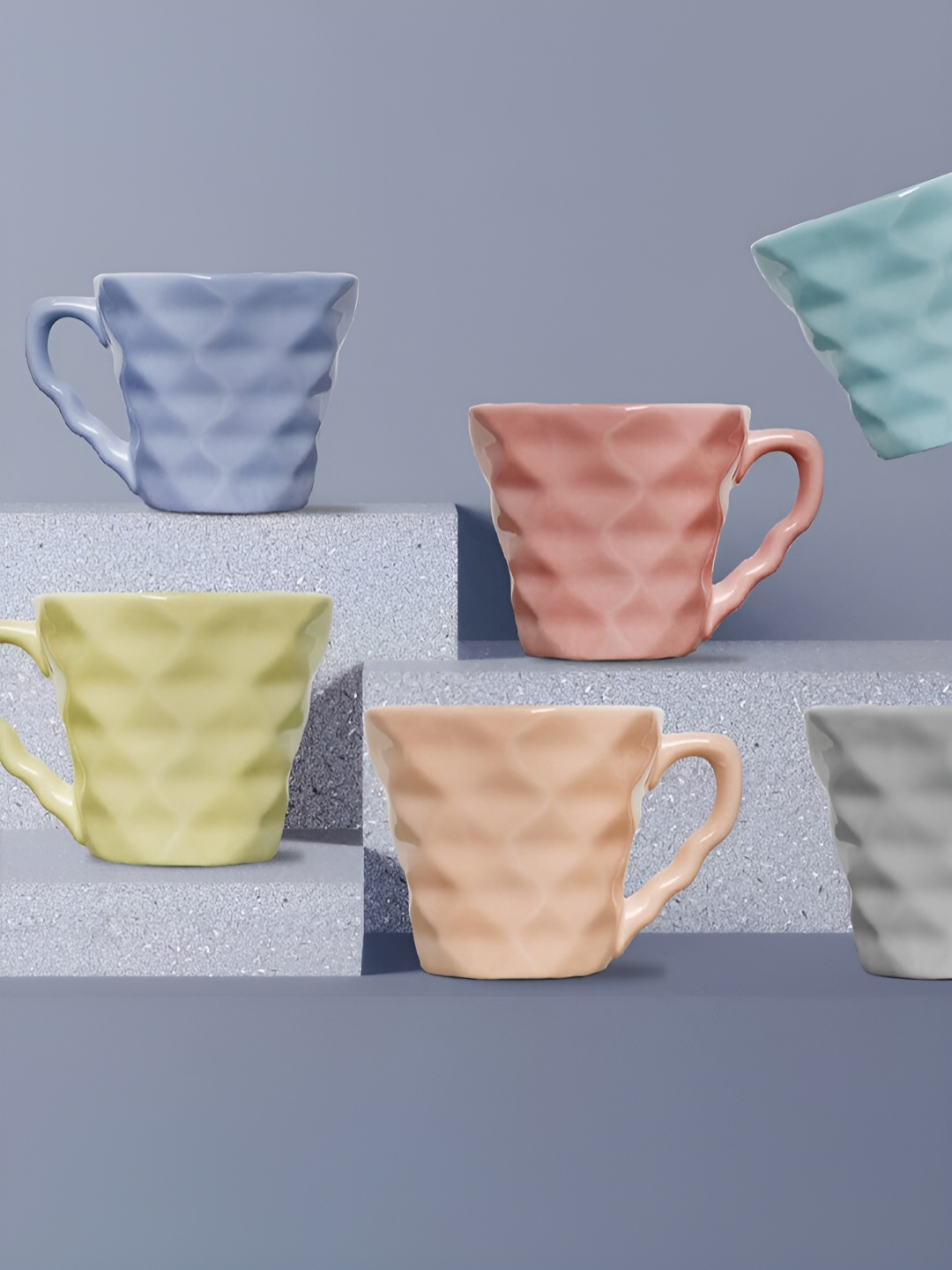 

The Earth Store Yellow 6 Pcs Microwave Safe Glossy Finish Ceramic Cups 150 ml Each