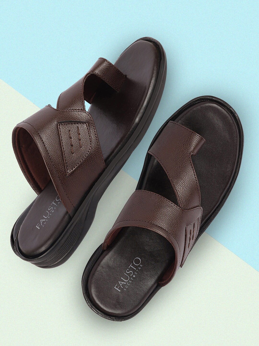 

FAUSTO Textured One Toe Comfort Sandals, Brown
