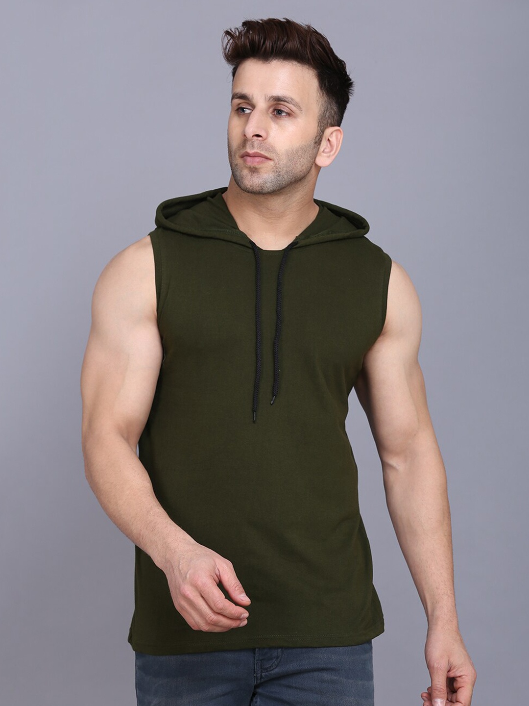 

SLOWLORIS Hooded Sleeveless T-shirt, Olive