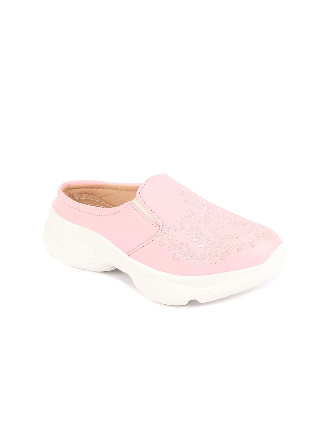 

FAUSTO Women Embroidery Round Toe Lightweight Mule Sneakers, Pink