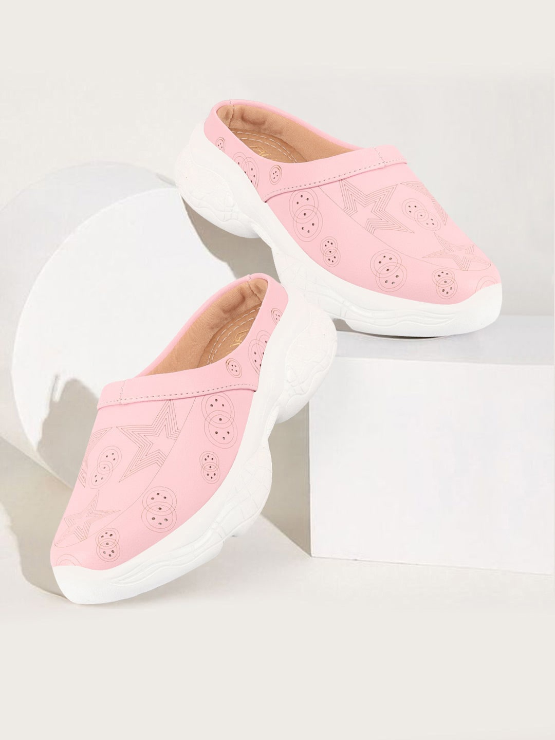 

FAUSTO Women Printed Lightweight Mule Sneakers, Pink