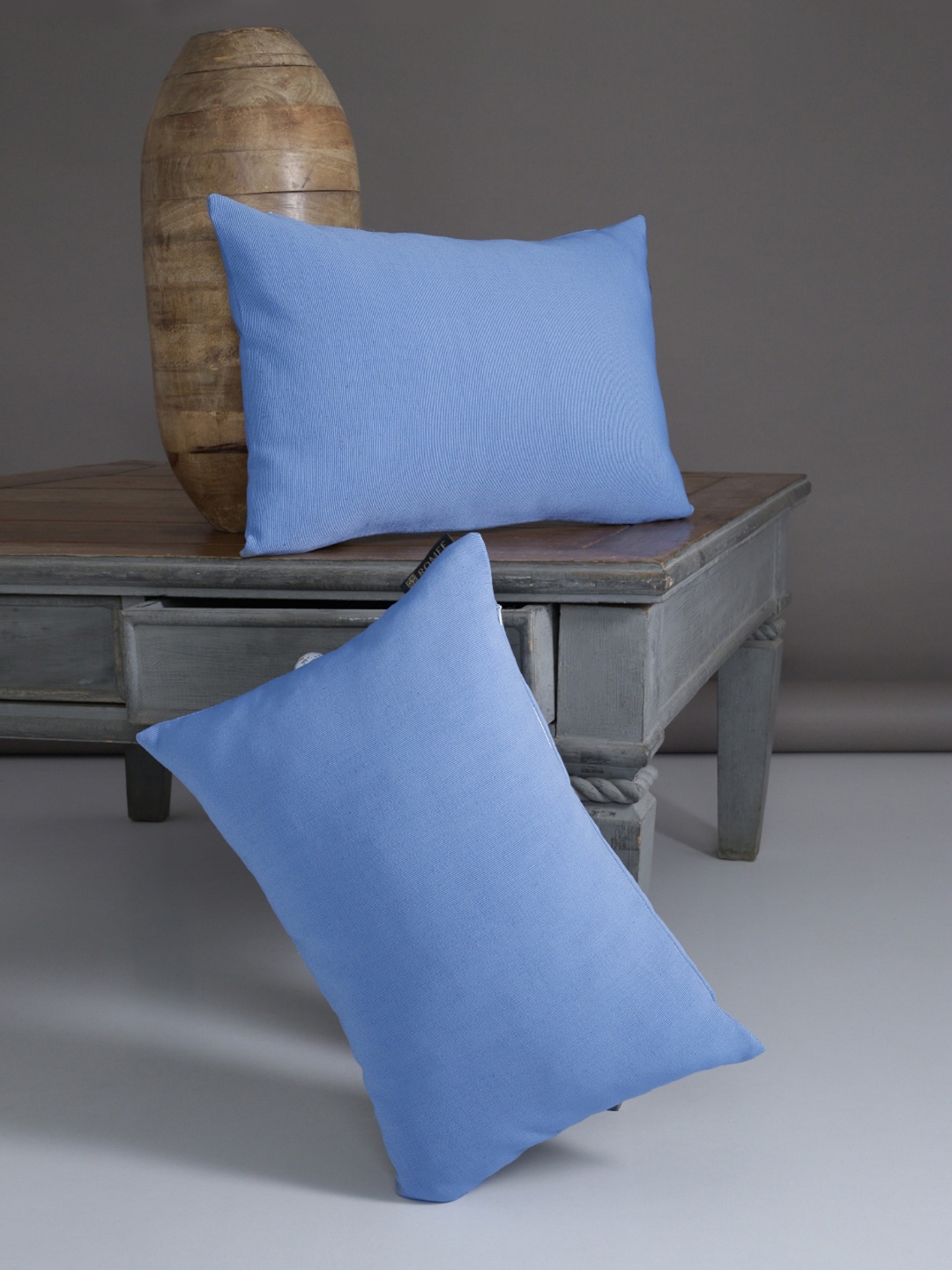 

Aura Blue 2 Pieces Striped Rectangle Cushion Covers