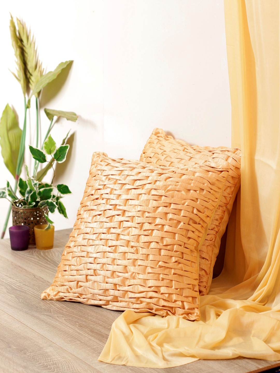 

Aura Beige 2 Pieces Square Cushion Covers
