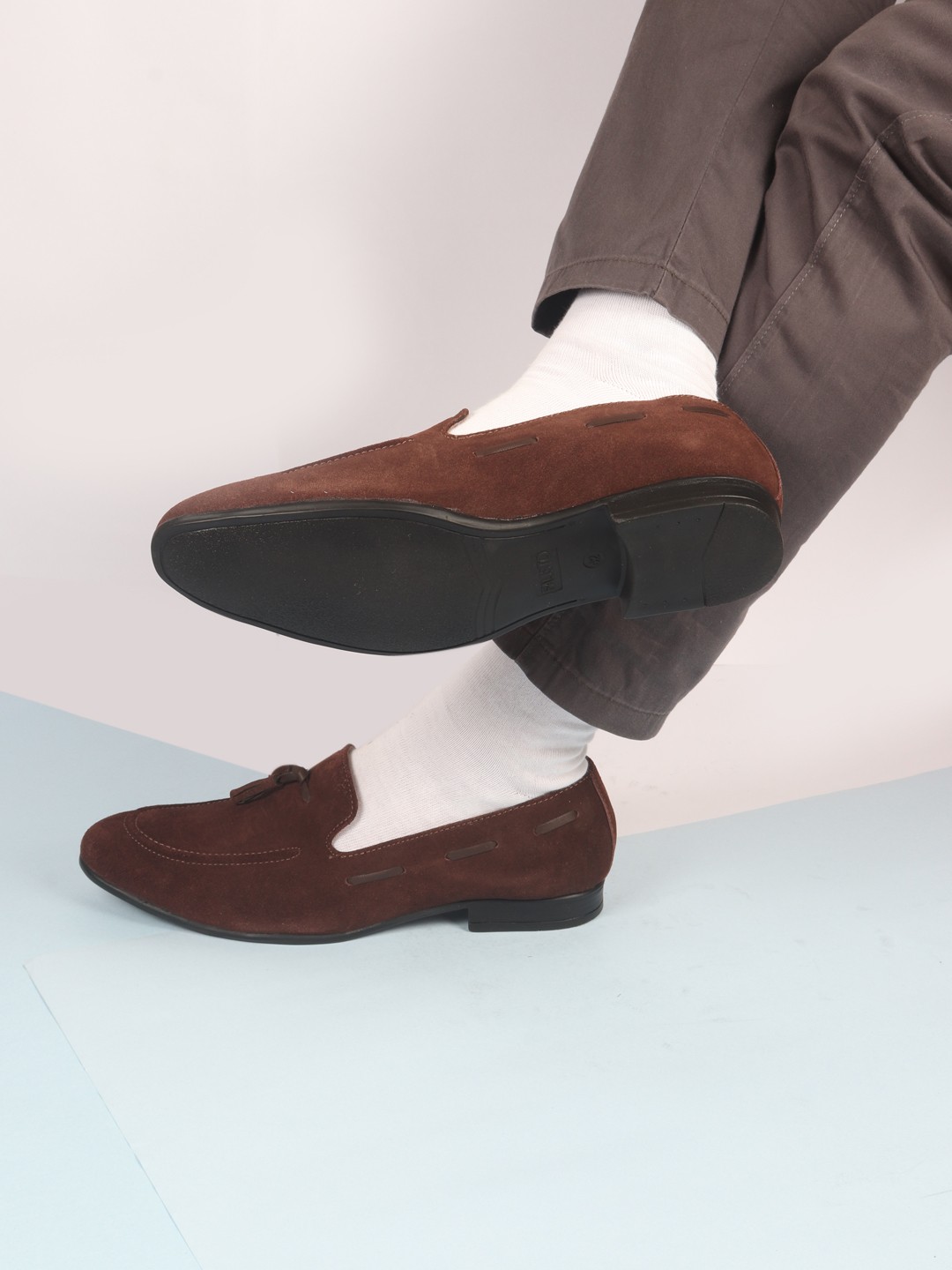 

FAUSTO Men Round Toe Memory Foam Lightweight Suede Loafers, Brown