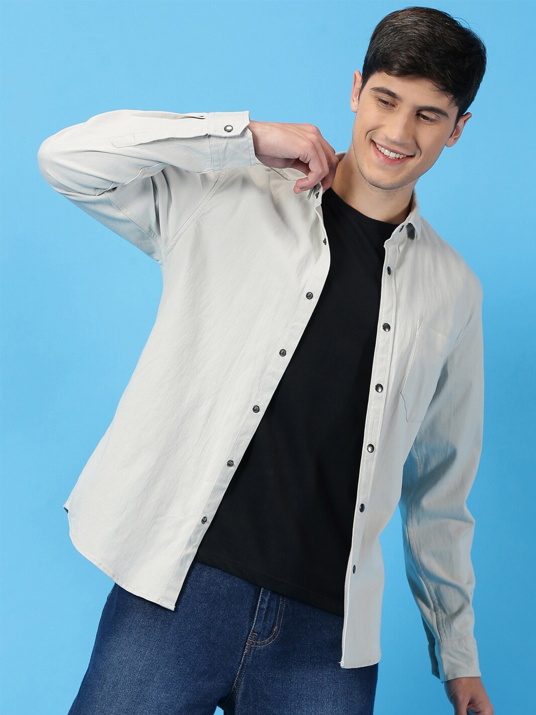 

Mast & Harbour Grey Classic Slim Fit Long Sleeves Twill Casual Shirt