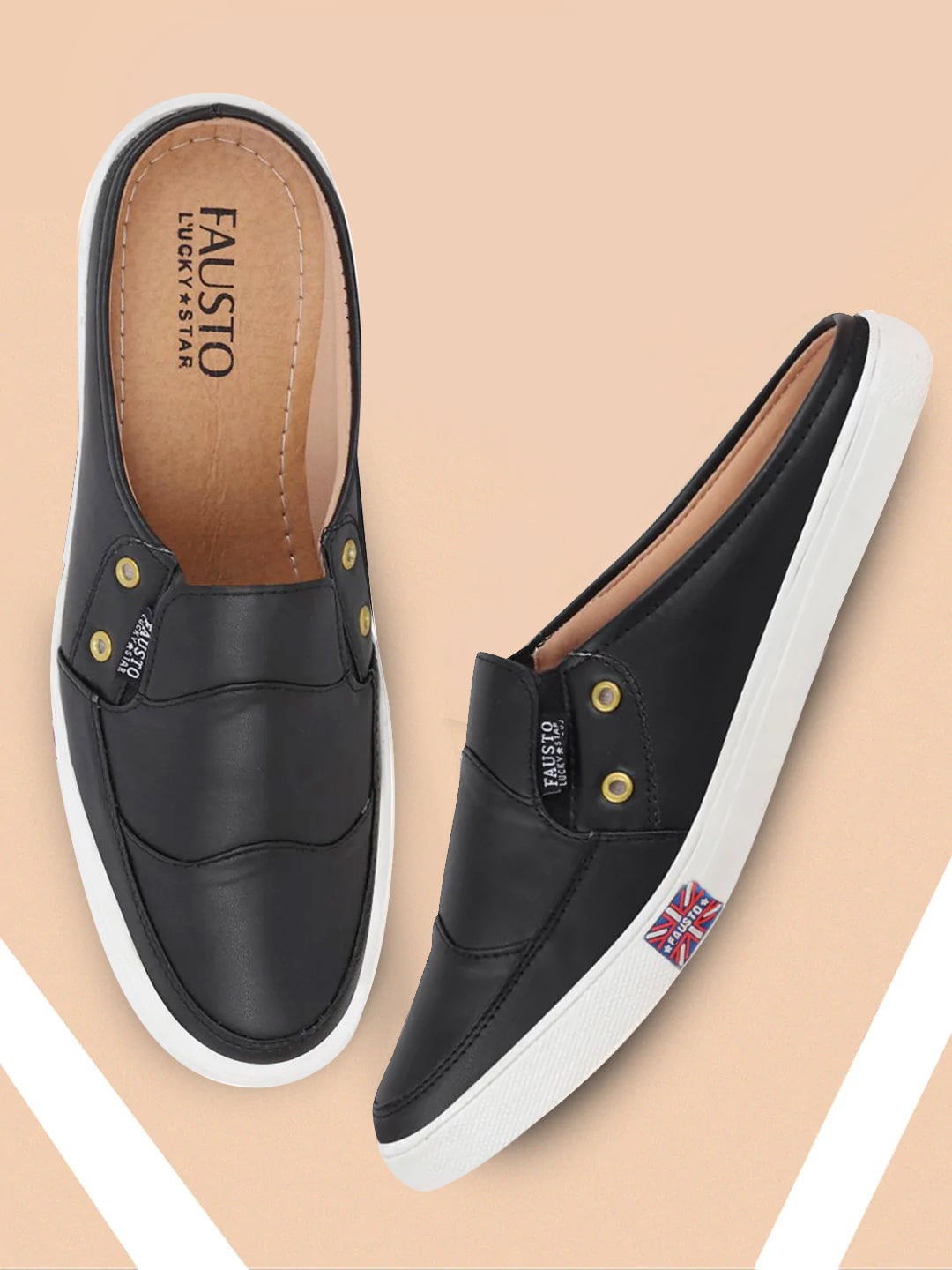 

FAUSTO Men Round Toe Lightweight Mule Sneakers, Black