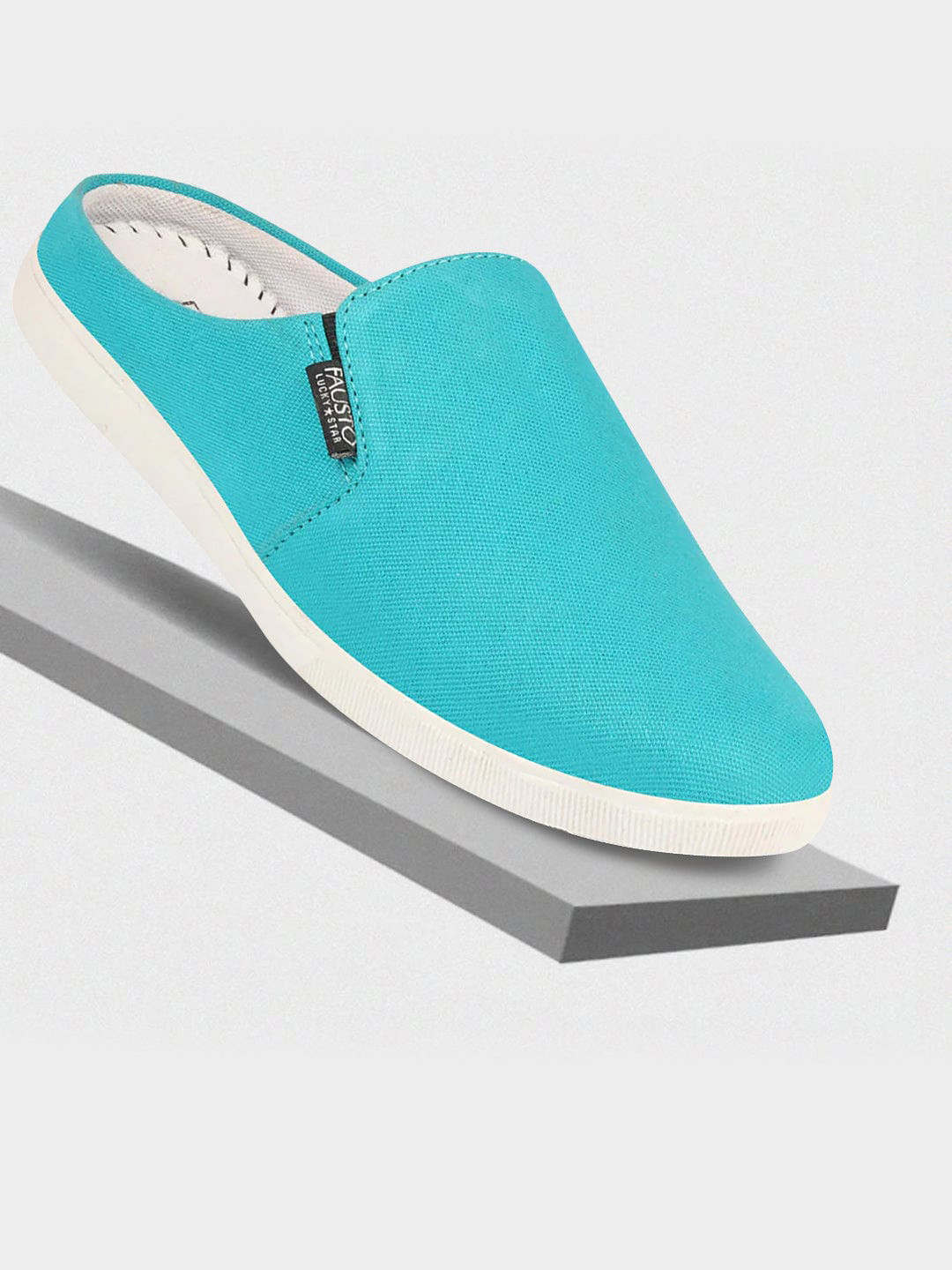 

FAUSTO Men Round Toe Lightweight Canvas Mule Sneakers, Blue