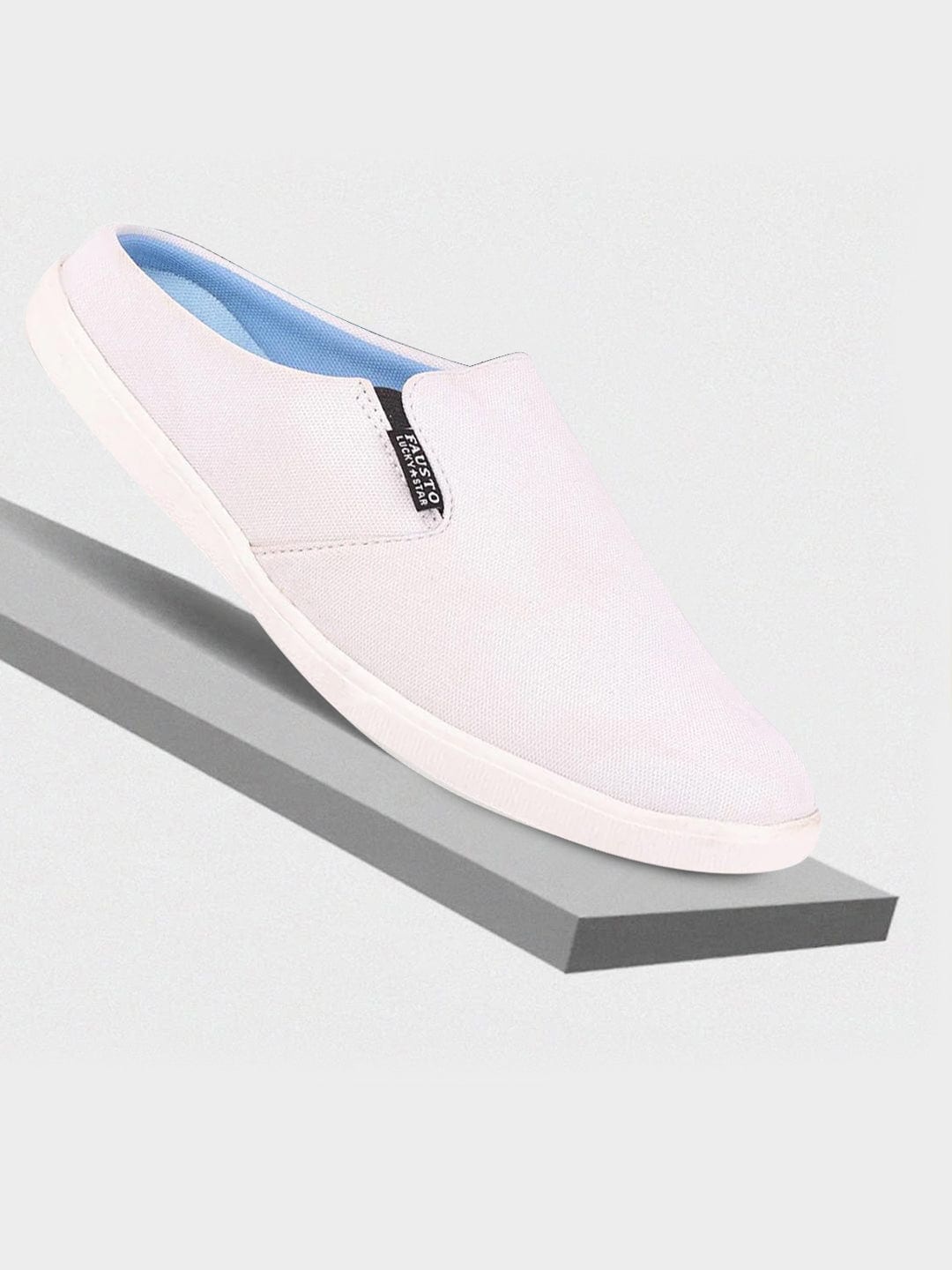

FAUSTO Men Lightweight Canvas Mule Sneakers, White