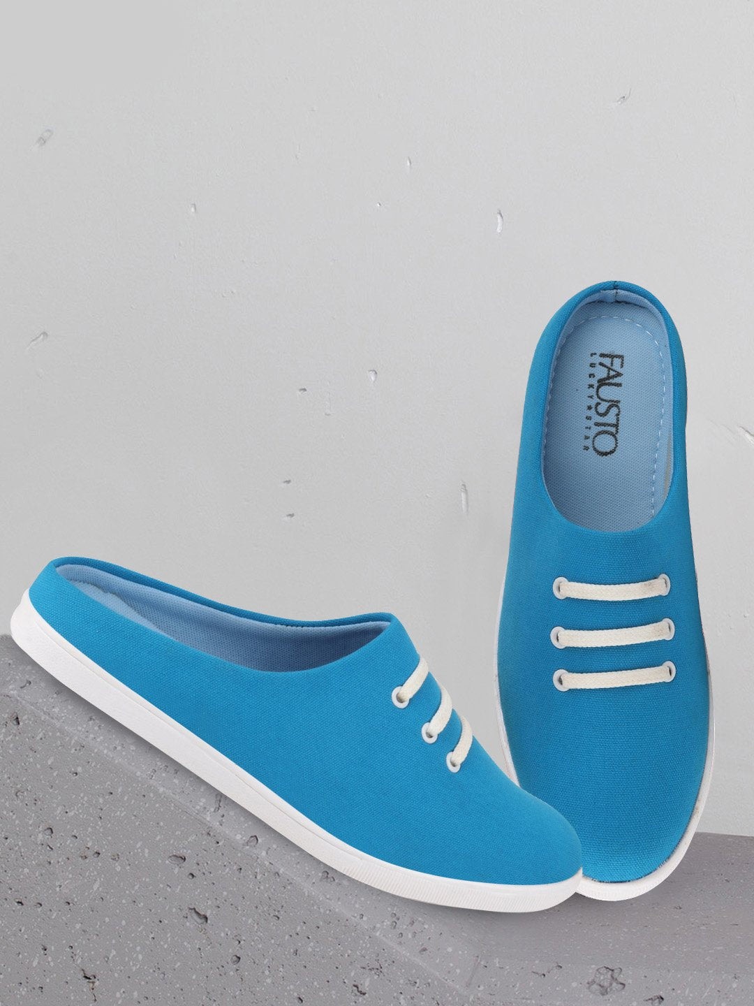 

FAUSTO Men Lightweight Canvas Mule Sneakers, Blue
