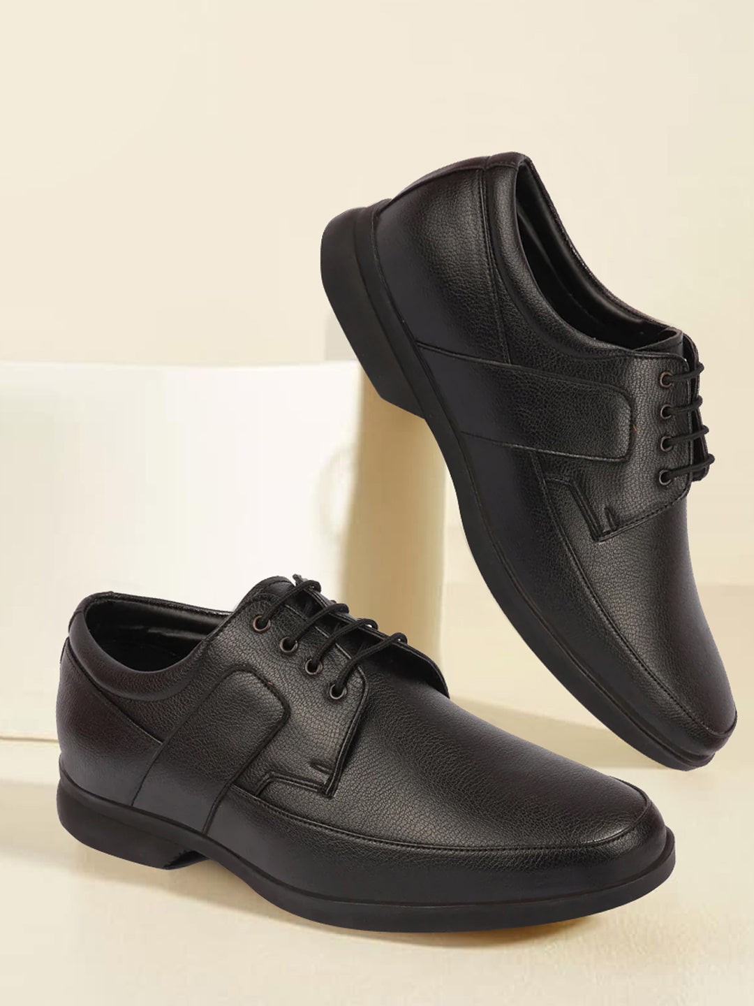 

FAUSTO Men Textured Formal Derbys, Black
