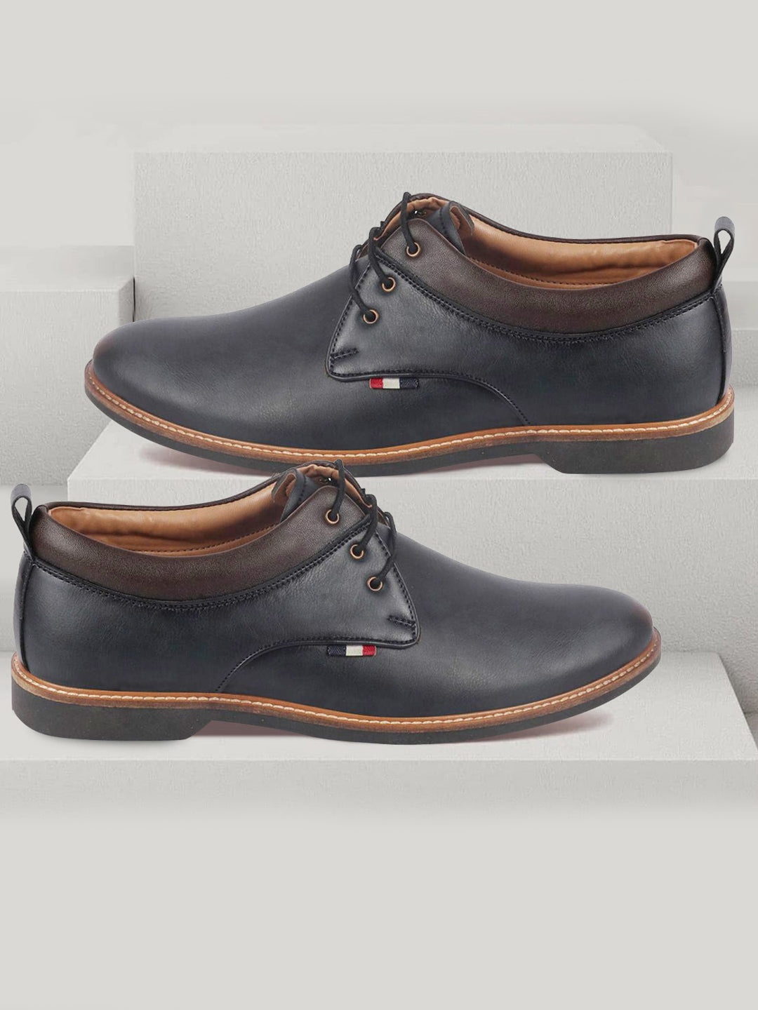 

FAUSTO Men Round Toe Lace-Up Formal Derbys, Navy blue