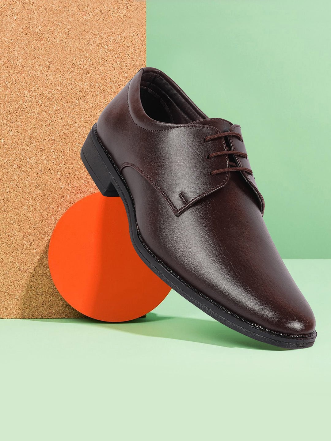 

FAUSTO Men Round Toe Lace-Up Formal Derbys, Brown