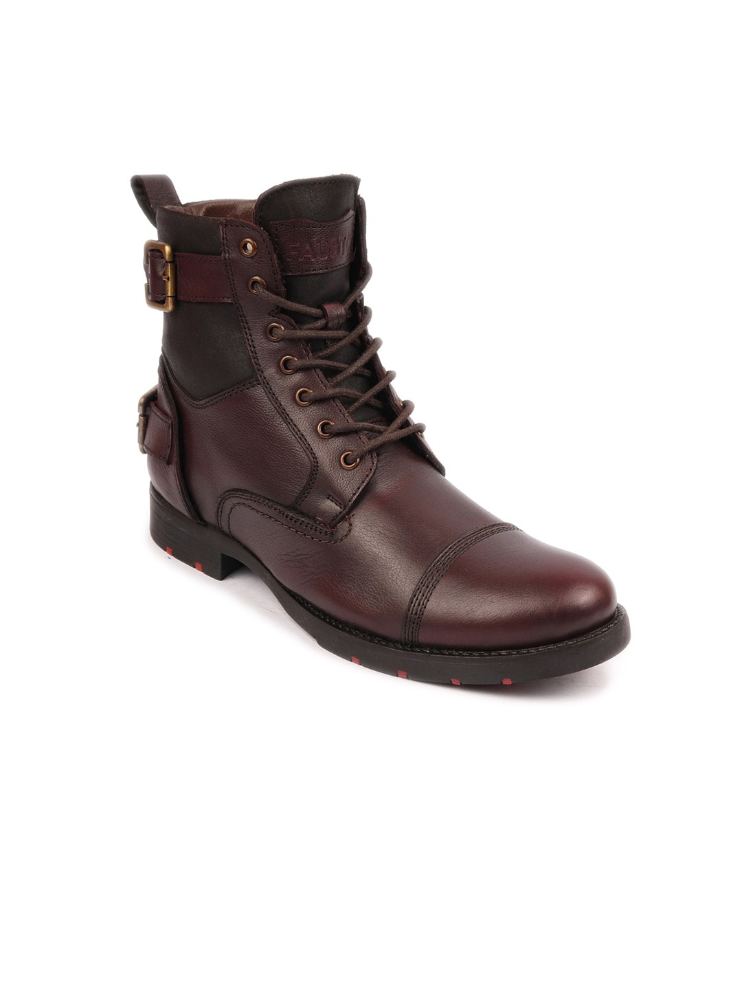 

FAUSTO Men Round Toe Mid-Top Leather Chelsea Boots, Brown