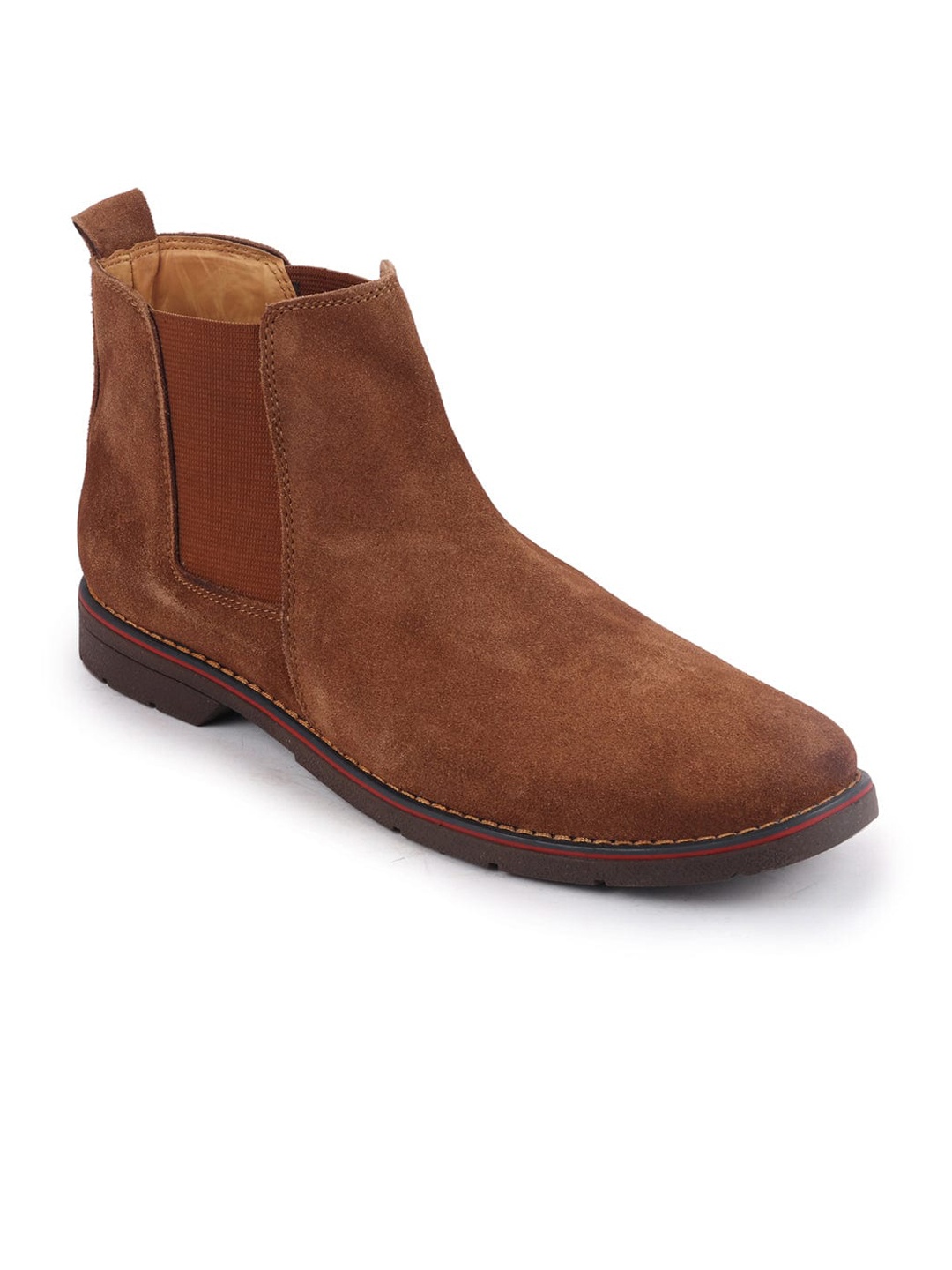 

FAUSTO Men Mid Top Chelsea Boots, Tan
