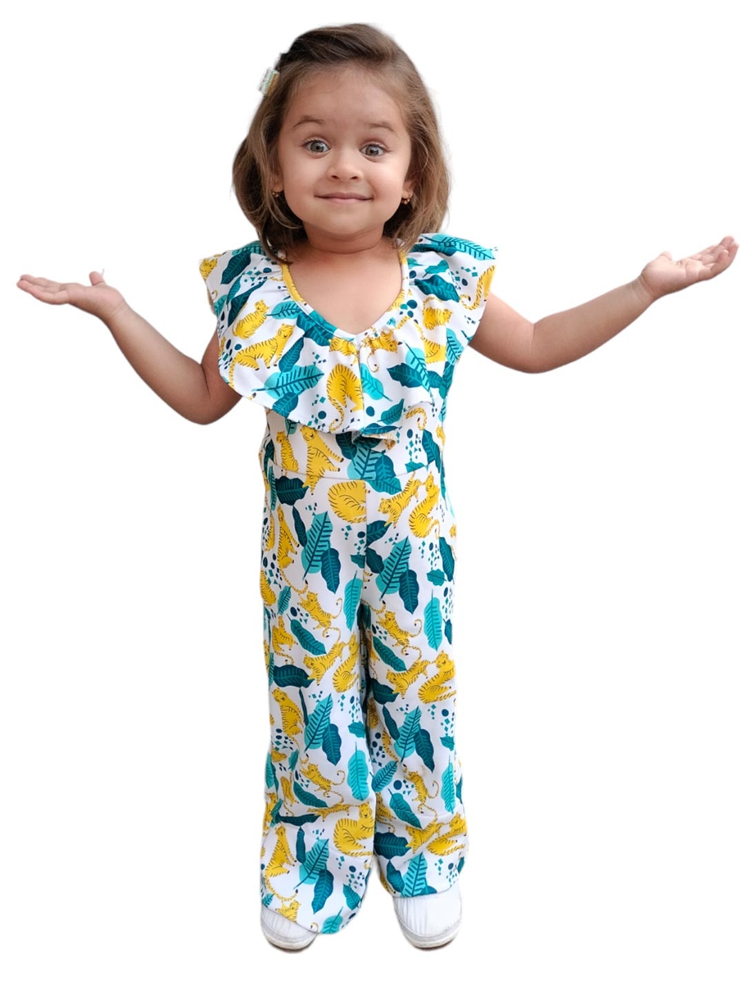 

BAESD Girls Printed Basic Jumpsuit, White
