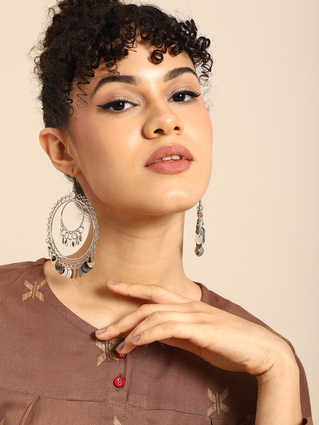

Sangria Silver-Plated Circular Drop Earrings
