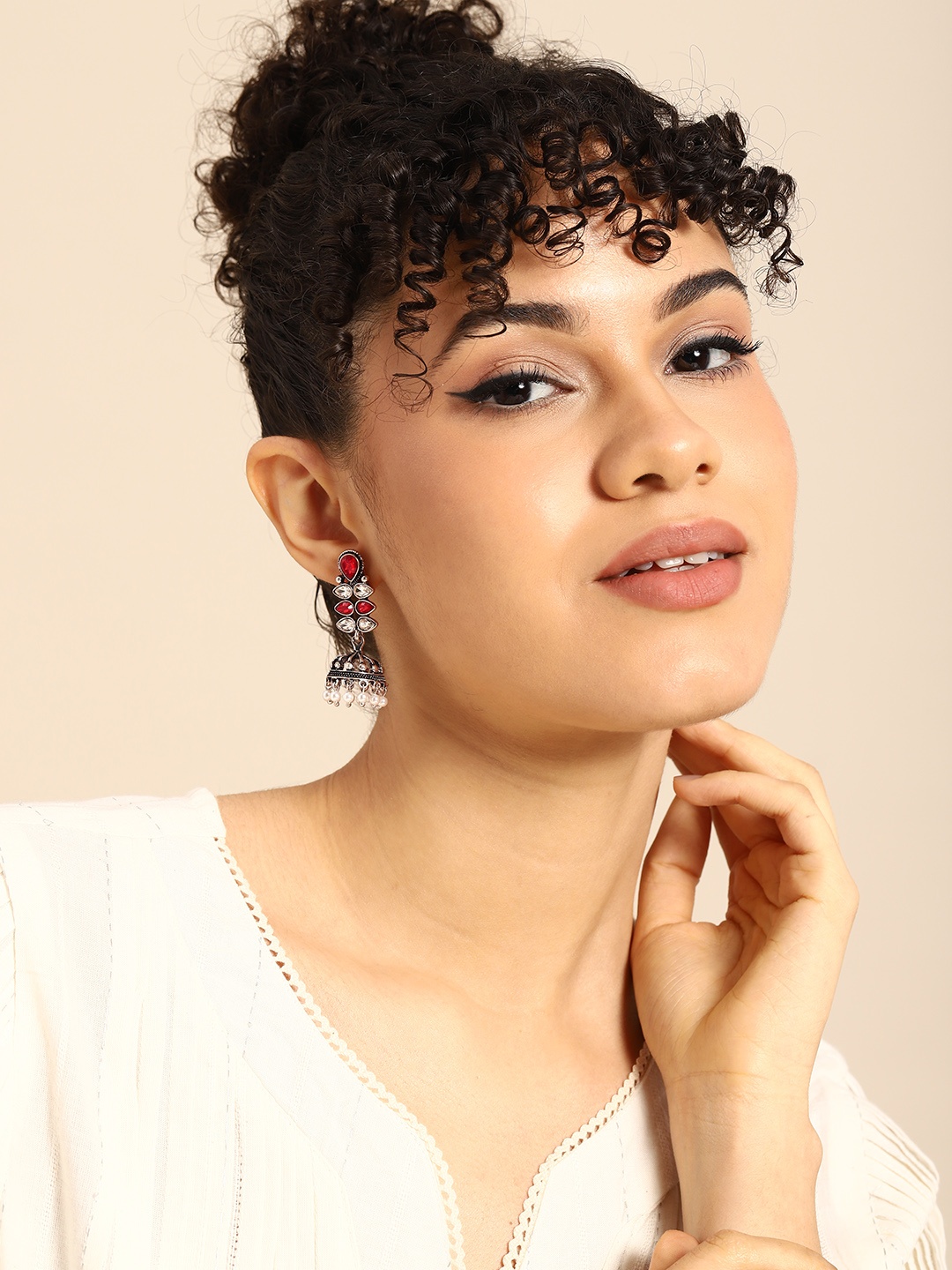 

Sangria Silver-Plated Teardrop Shaped Drop Earrings, Multi
