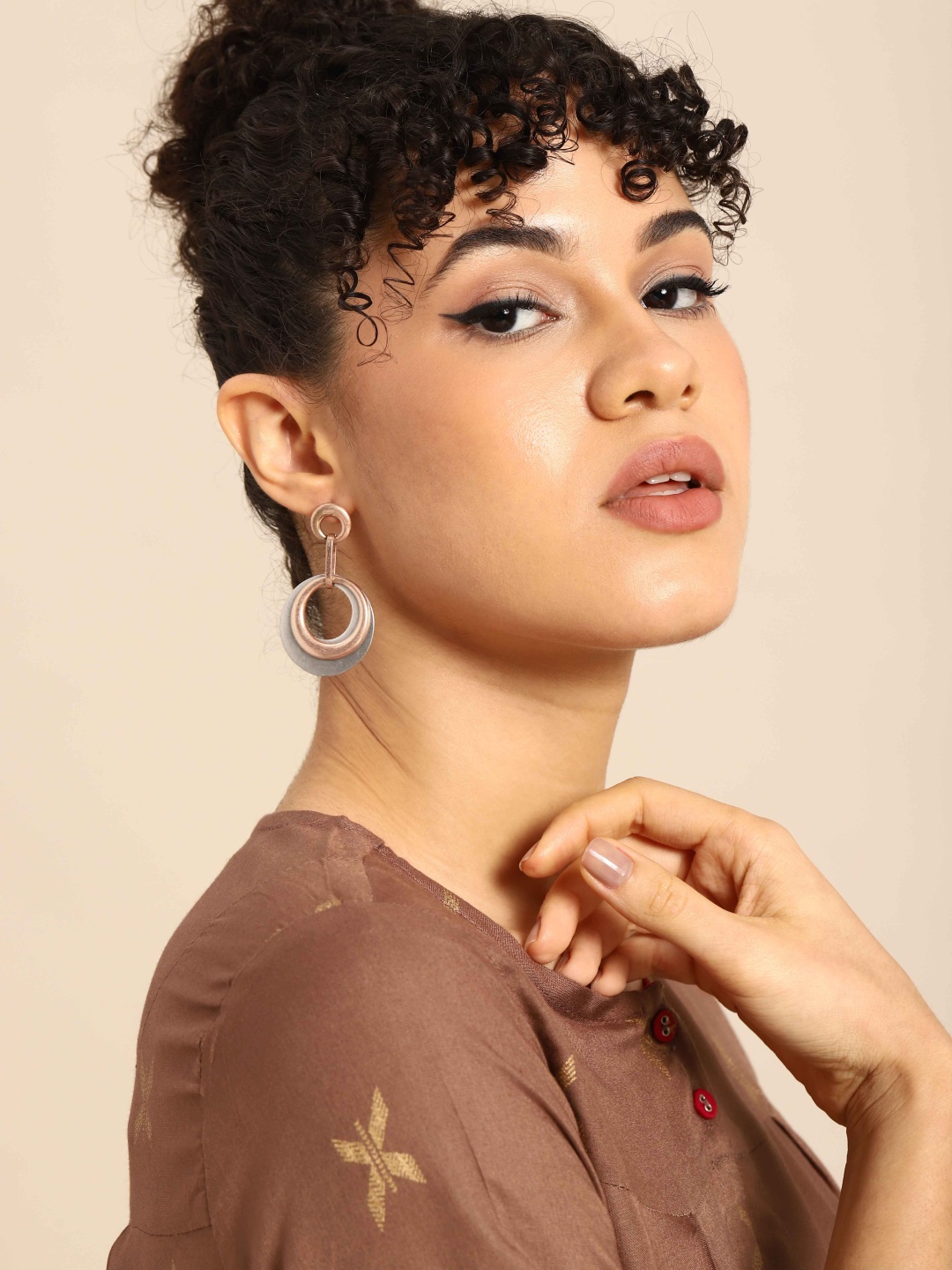 

Sangria Gold-Plated Circular Drop Earrings, Multi