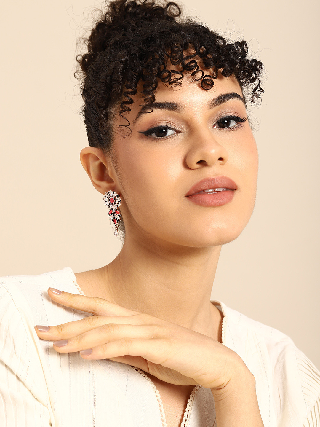 

Sangria Silver-Plated Teardrop Shaped Drop Earrings, Multi