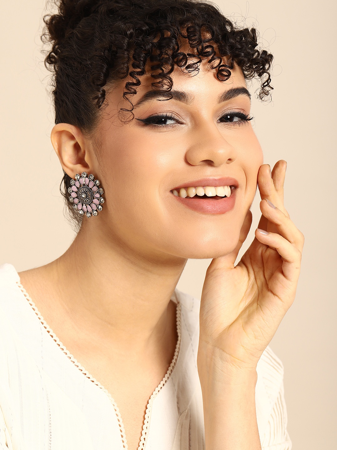 

Sangria Silver-Plated Floral Studs Earrings, Multi