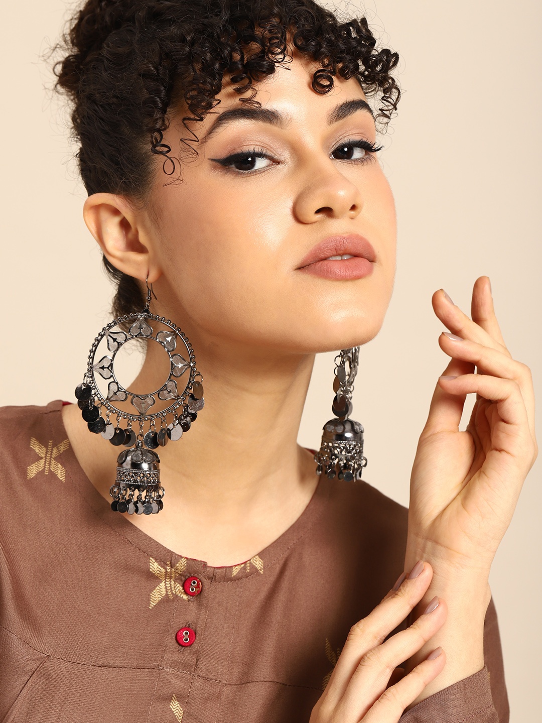 

Sangria Silver-Plated Circular Drop Earrings