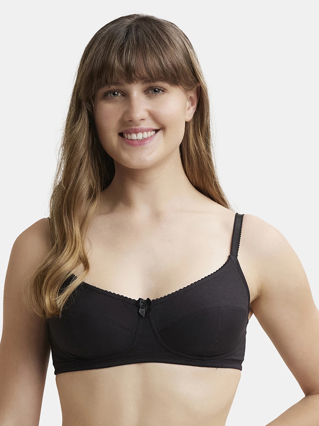 

Jockey Wirefree Non Padded Super Combed Cotton Stretch Medium Coverage Everyday Bra 1615, Black