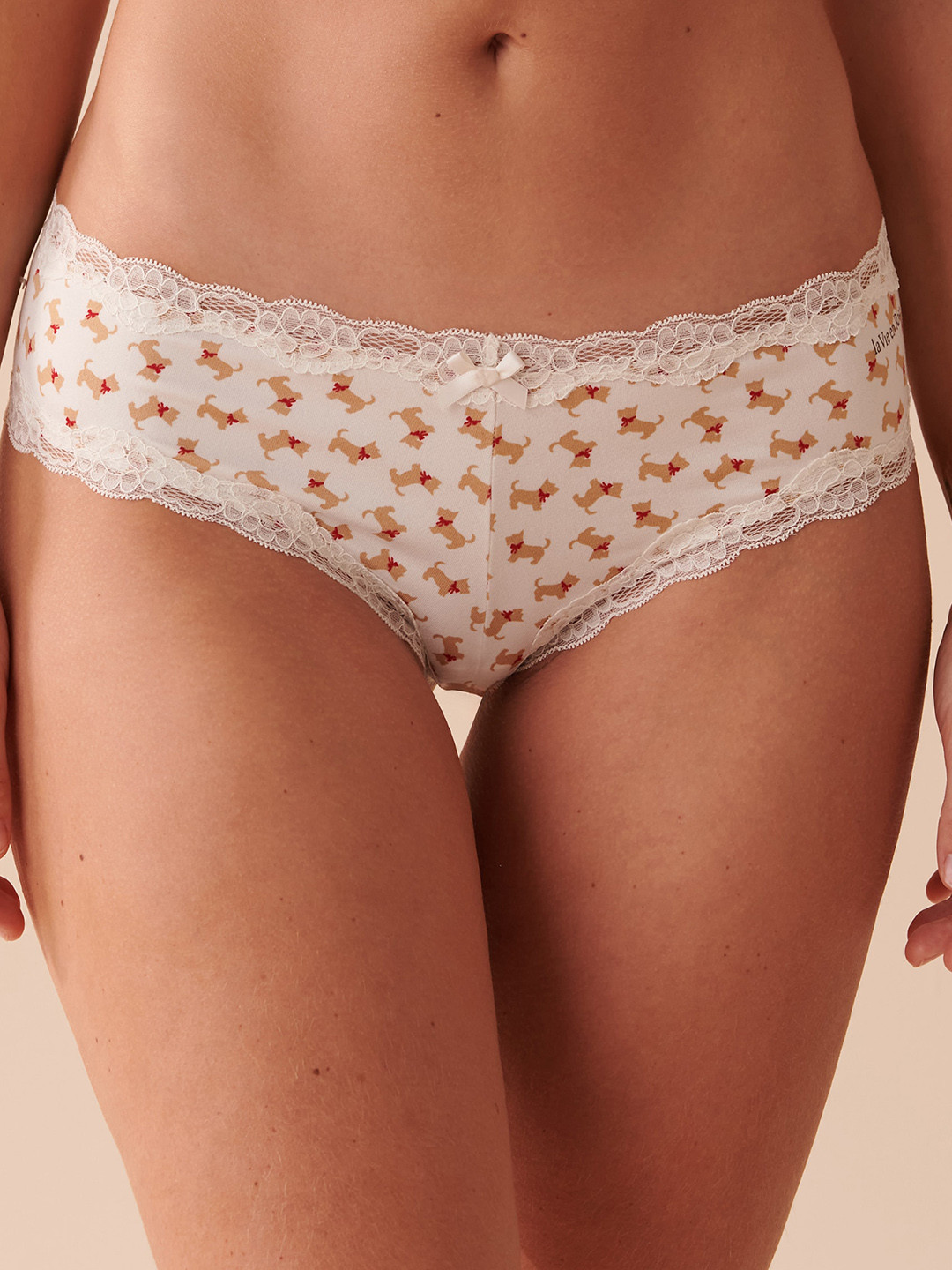 

La Vie en Rose Printed Low-Rise Bikini Briefs, White